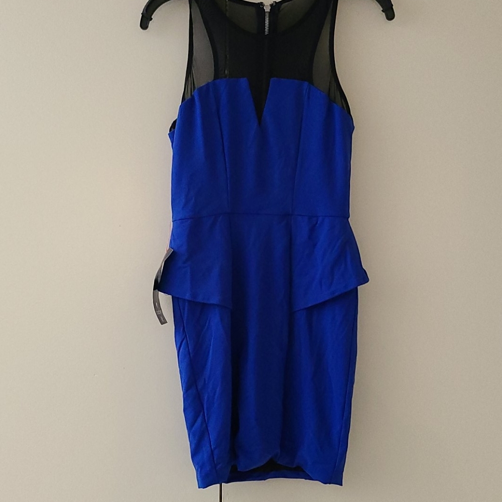 Bebe peplum bodycon mesh dress